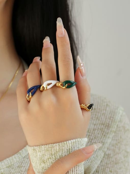 Five Color Brass Enamel Knot Minimalist Band Ring 3