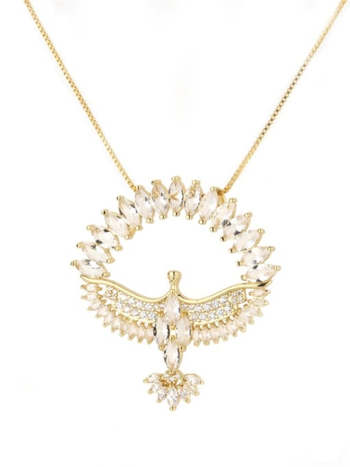white Brass Cubic Zirconia Religious Bird Dainty Necklace