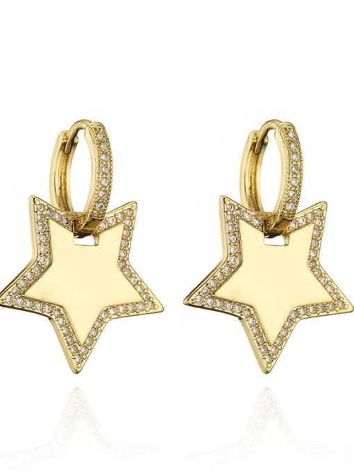40924 Brass Cubic Zirconia Star Cute Huggie Earring