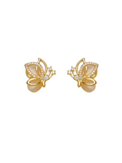 HYACINTH Brass Cats Eye Butterfly Minimalist Clip Earring 0
