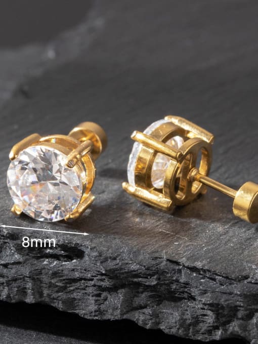 8mm gold (one pair) Stainless steel Cubic Zirconia Geometric Minimalist Stud Earring