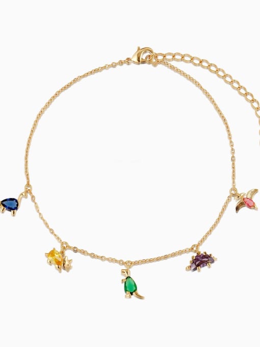 Bracelet Gold 17 3 Brass Cubic Zirconia Multi Color Irregular Minimalist Necklace