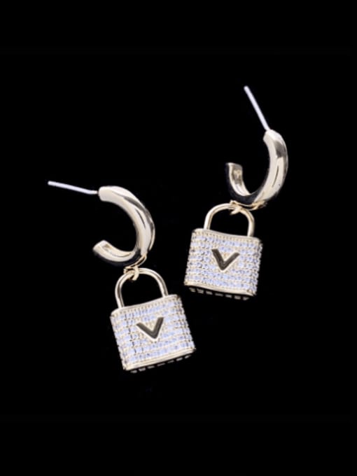 SUUTO Brass Cubic Zirconia Locket Luxury Huggie Earring 0