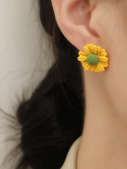 HYACINTH Brass Enamel Flower Cute Stud Trend Korean Fashion Earring 1
