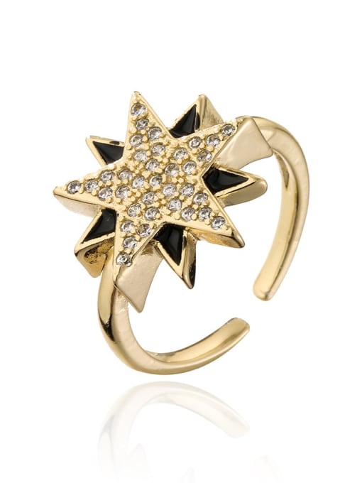 12201 Brass Cubic Zirconia Star Vintage Band Ring