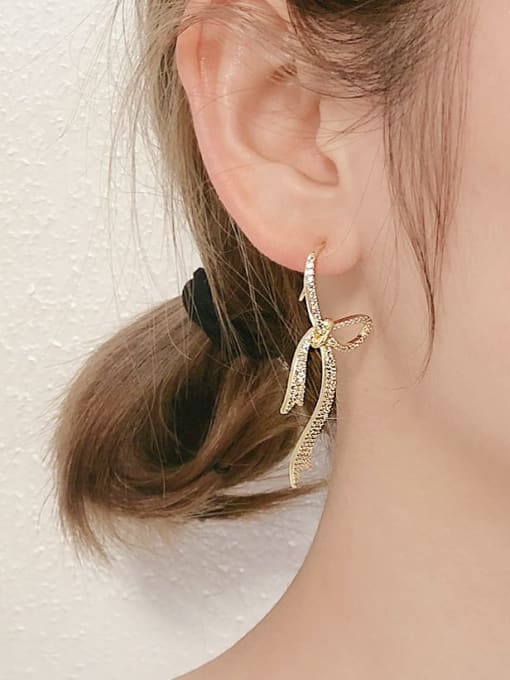 OUOU Brass Cubic Zirconia Butterfly Luxury Huggie Earring 2