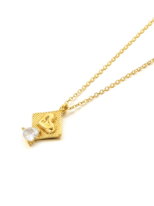 necklace Brass Cubic Zirconia Heart Minimalist Necklace