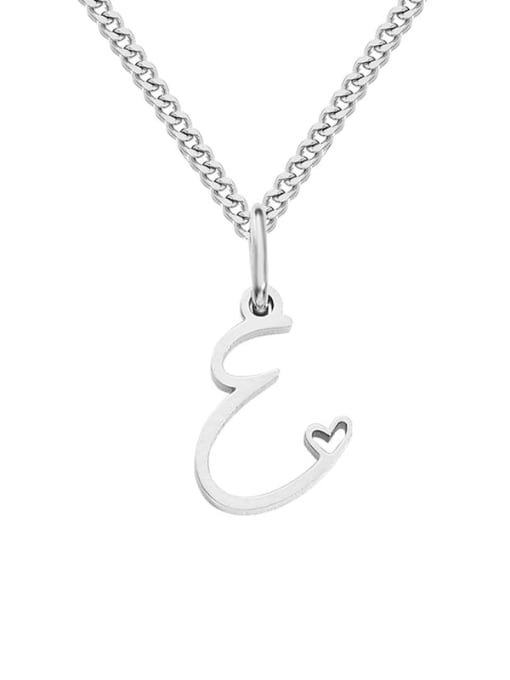 E  steel color Stainless steel Letter Minimalist Necklace