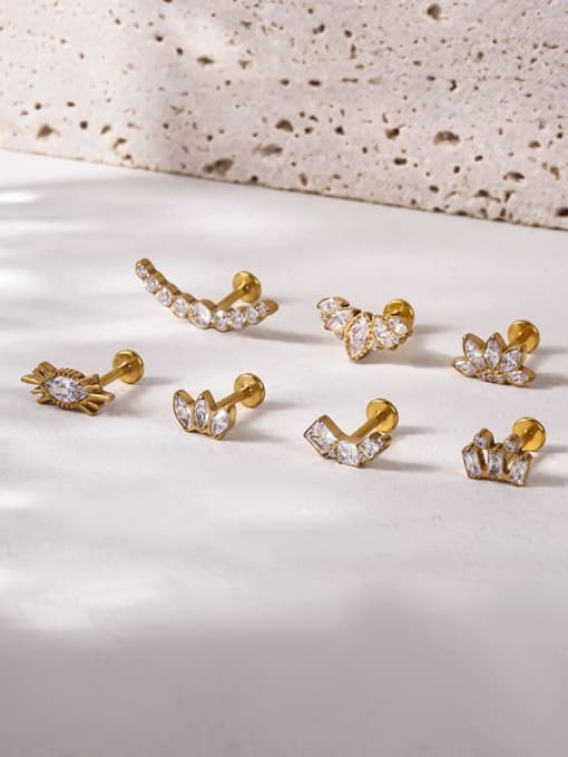HISON Brass Cubic Zirconia Crown Minimalist Single Earring(Only-One) 3