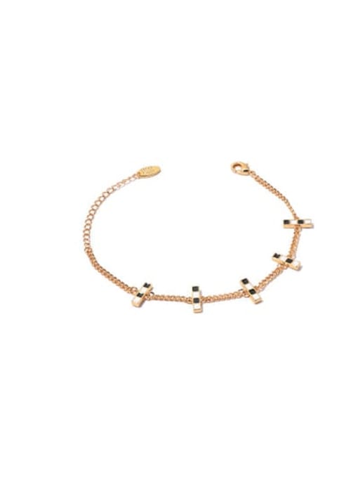 Bracelet Brass Enamel Geometric Vintage Hollow Chain Necklace