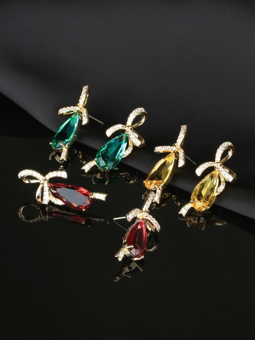 OUOU Brass Cubic Zirconia Water Drop Luxury Cluster Earring 0