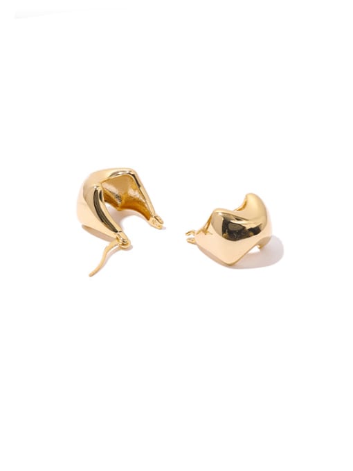 Golden earrings Brass Geometric Minimalist Huggie Earring