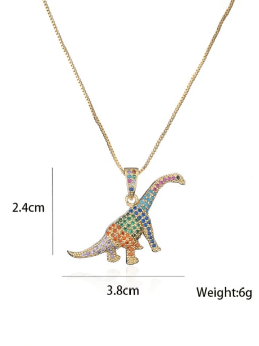 AOG Brass Cubic Zirconia  Vintage Dinosaur Pendant Necklace 3
