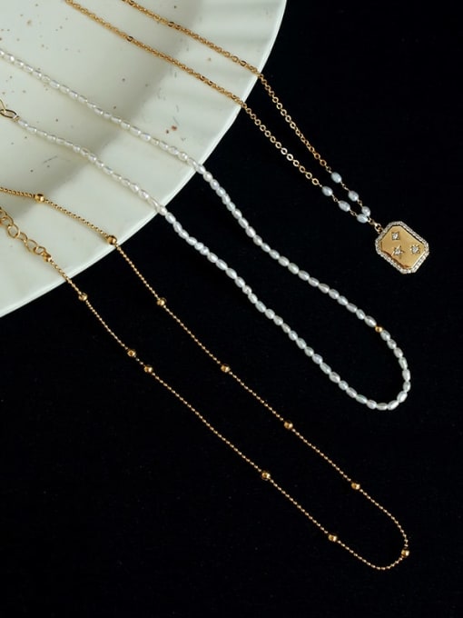 Five Color Brass Imitation Pearl Star Vintage Necklace 2
