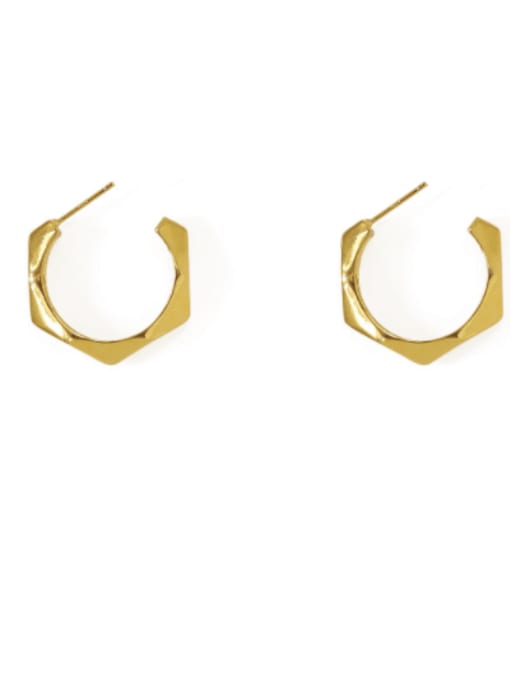 ACCA Brass Smooth Geometric Minimalist Hoop Earring 0