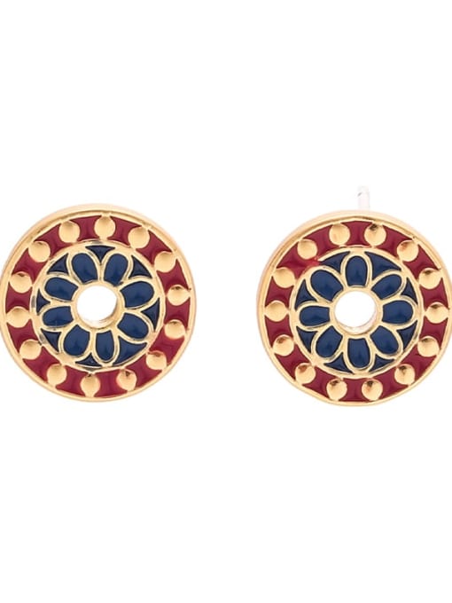 Style 8 Brass Enamel Geometric Ethnic Stud Earring