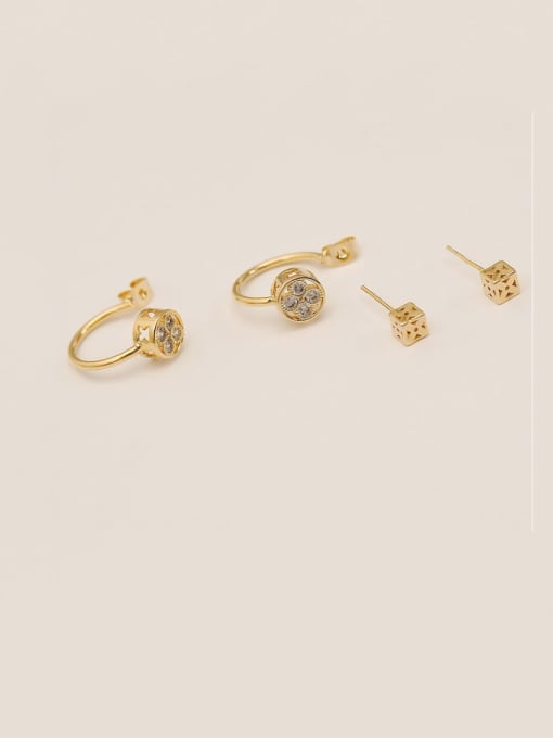 HYACINTH Brass Cubic Zirconia Geometric Minimalist Hook Trend Korean Fashion Earring 3
