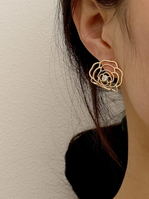 HYACINTH Brass Hollow Flower Cute Stud Trend Korean Fashion Earring 1
