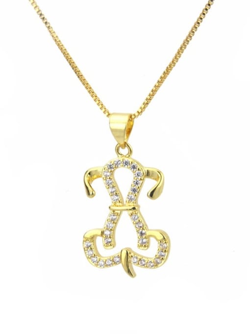 gold-plated Brass Cubic Zirconia Dog Dainty Necklace