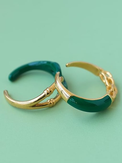 Five Color Brass Enamel Irregular Minimalist Band Ring 3