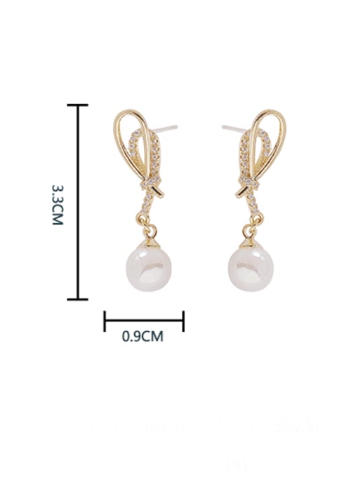 HYACINTH Brass Imitation Pearl Geometric Minimalist Drop Earring 3