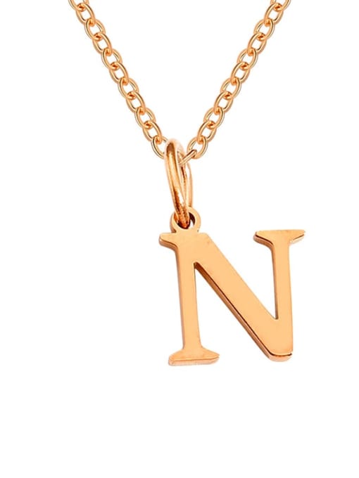 N Rose Gold Stainless steel Letter Minimalist Necklace