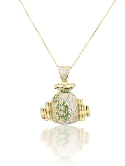 gold-plated Brass Cubic Zirconia  Dainty  Money bag pendant  Necklace