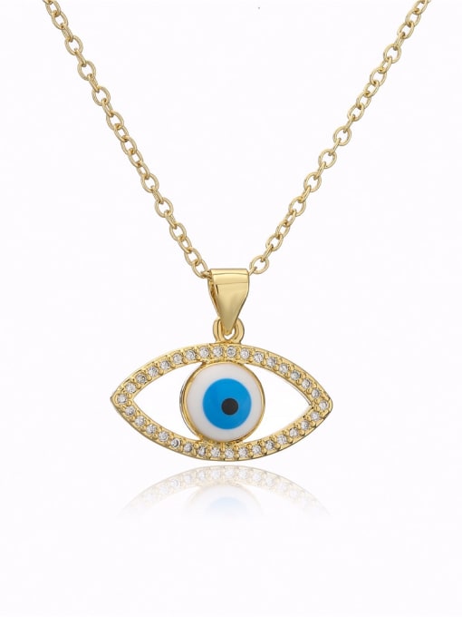 21401 Brass Rhinestone Enamel Evil Eye Vintage geometry Pendant Necklace