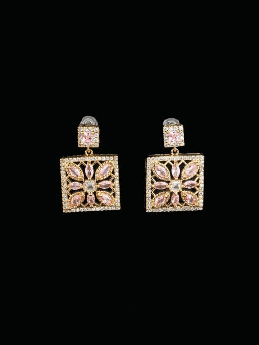 OUOU Brass Cubic Zirconia Square Luxury Cluster Earring 2