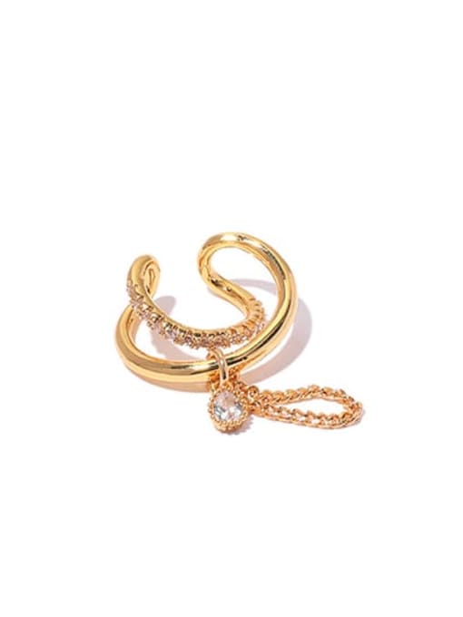 Gold (Single -Only One) Brass Geometric Tassel Vintage Single Earring(Single -Only One)