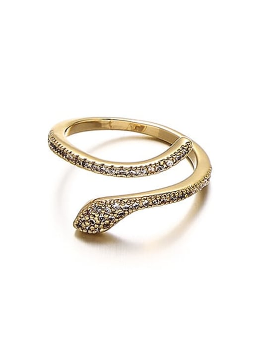 Section 1 Brass Cubic Zirconia Snake Vintage Band Ring