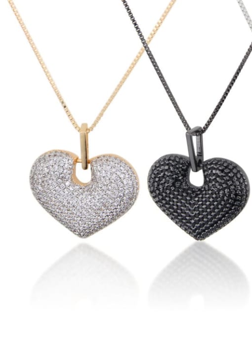 renchi Brass Cubic Zirconia Heart Luxury Necklace 0