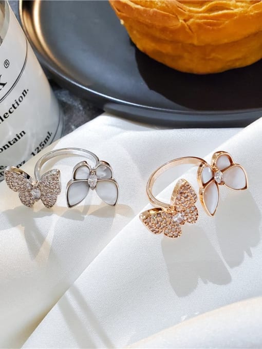 Papara Alloy Rhinestone White Butterfly Trend Band Ring/Free Size Ring 0