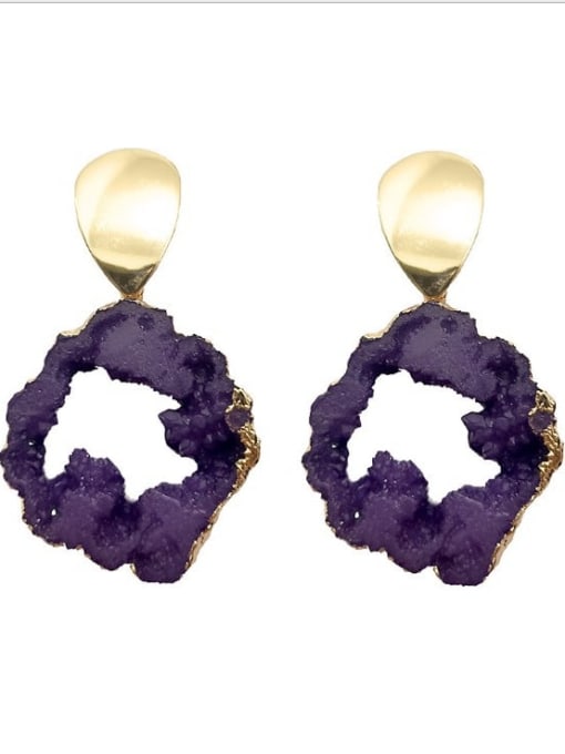 Dark purple Alloy Natural Stone Geometric Vintage Drop Earring