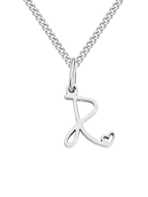 R  steel color Stainless steel Letter Minimalist Necklace