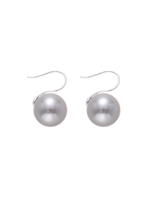 12mm pearl platinum earrings Brass Imitation Pearl Geometric Minimalist Hook Earring