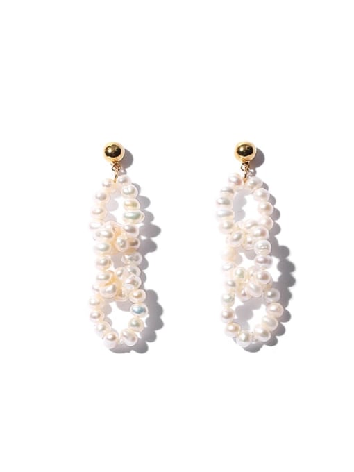 natural pearls Brass Freshwater Pearl Geometric Artisan Single Earring