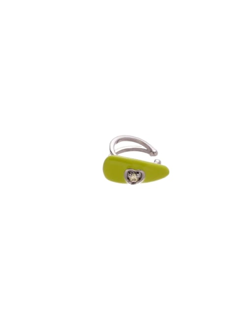 Green drip oil --Single Brass Enamel Geometric Cute Single Ear clip