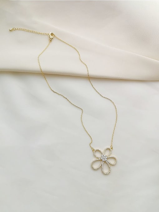 HYACINTH Copper Cubic Zirconia Flower Dainty Trend Korean Fashion Necklace 1