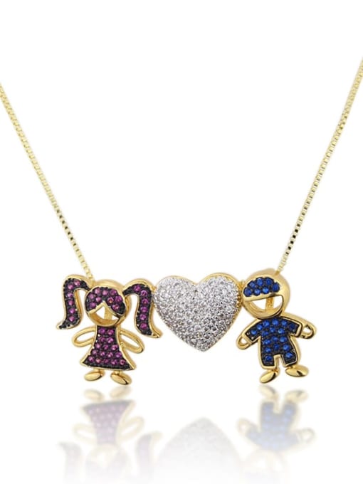 Color separation of men and women Brass Cubic Zirconia Heart Cute   Pendant Necklace