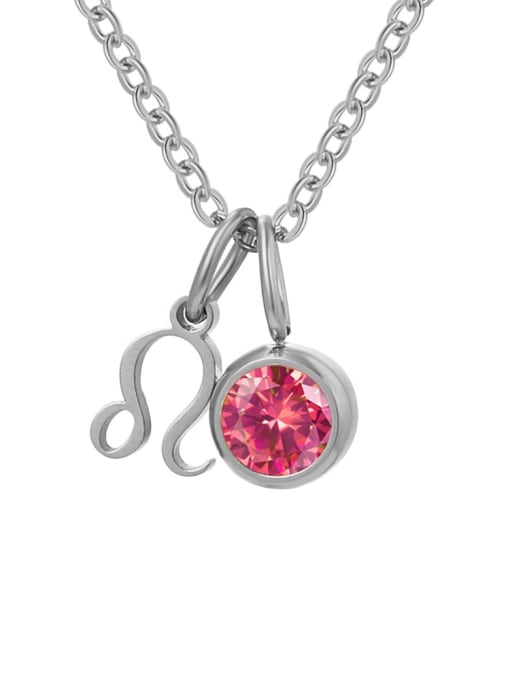 July Rose Lion Steel Stainless steel Birthstone Constellation Cute Necklace