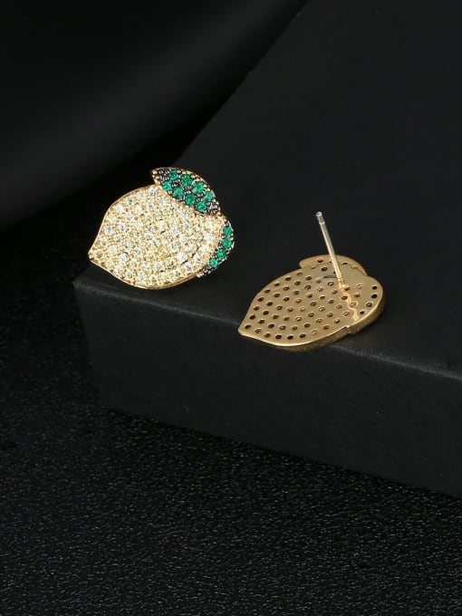 OUOU Brass Cubic Zirconia Friut Luxury Stud Earring 2