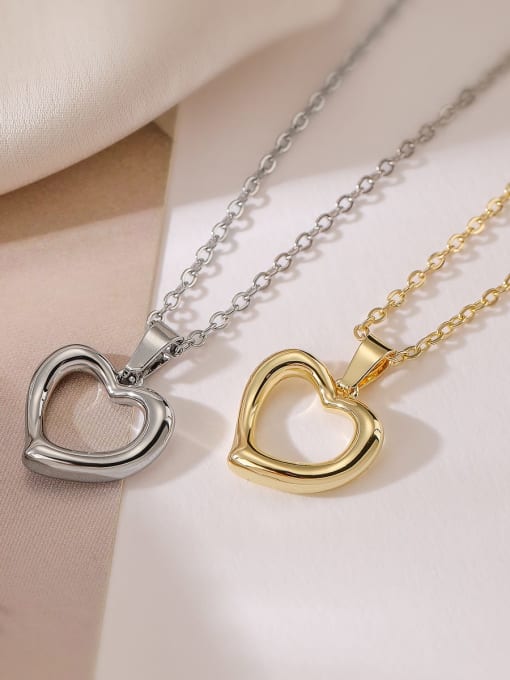 AOG Brass Hollow  Heart Minimalist Necklace 1