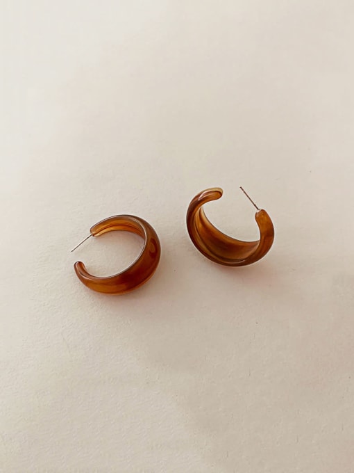 ZRUI Alloy Resin Geometric Personality C shape Vintage Hoop Earring 0