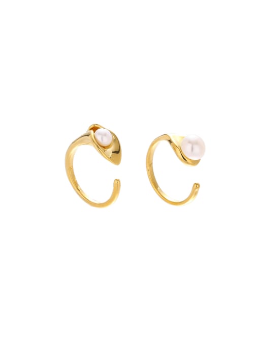 ACCA Brass Imitation Pearl Irregular Minimalist Band Ring