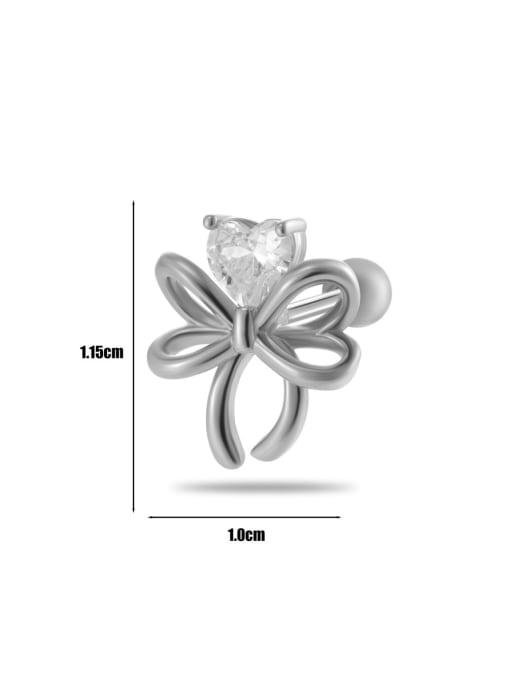 9 # Platinum--Single Brass Cubic Zirconia Bowknot Tassel Trend Single Earring