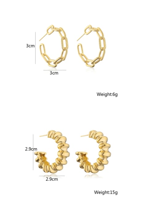 AOG Brass Geometric Vintage Hollow C Shape  Stud Earring 1