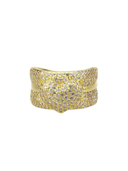 Gold plated white zirconium Brass Cubic Zirconia Heart Luxury Band Ring