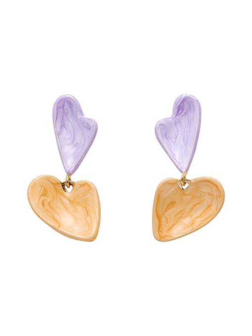 Five Color Brass Enamel Heart Minimalist Drop Earring