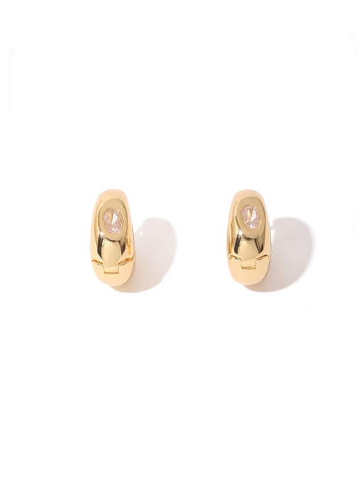 Transparent Zircon Earrings Brass Cubic Zirconia Geometric Vintage Huggie Earring